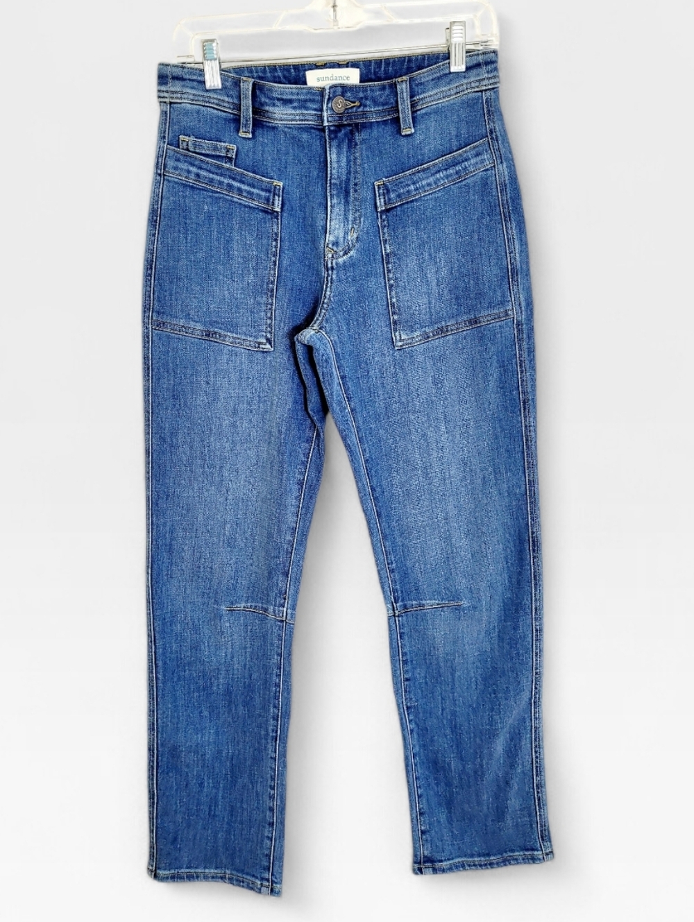 SUNDANCE Agnes Straight Leg Patch Pocket Denim Jeans Size 8 - Picture 2 of 6